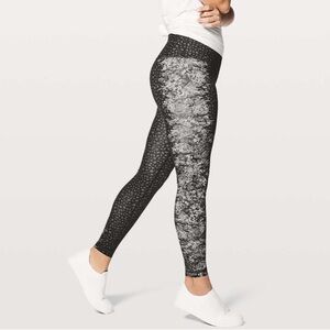 Lululemon Wunder Under Hi-Rise Nulux Leggings Overlace Black Grey Size 8